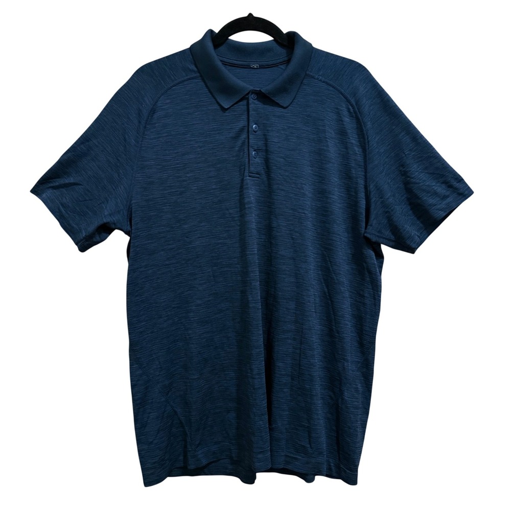 Lululemon Metal Vent Tech Polo 2.0 Shirt Mens XL Navy Blue Heather Short Sleeve